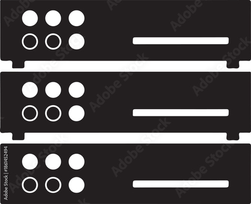 Detailed illustration of black server equipment with white accents
