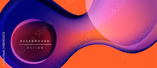 Abstract fluid shapes blend vibrant colors. Dynamic composition creates modern background design. Smooth gradients offer visual interest.