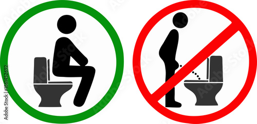 Toilet Sitting Allowed and Prohibited Icons
