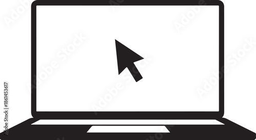 Two laptops with cursor arrows moving between screens in black and white