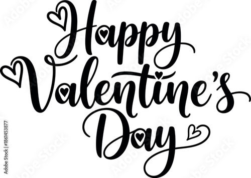 Happy valentine s day lettering typography isolated on transparent background Vector