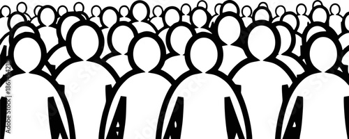 Large Crowd of People Silhouette Icon
