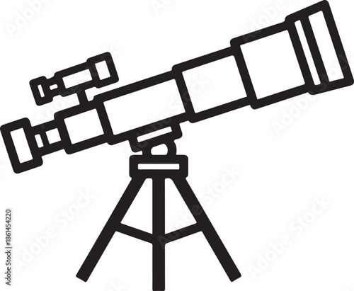 Detailed illustration of a large telescope on a tripod stand for astronomy and stargazing