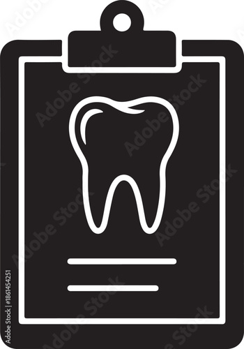 Dental clipboard with tooth outline on medical chart, healthcare and dentistry concept