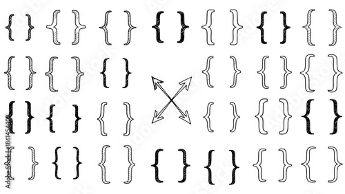 A business professional working on a laptop with a cityscape in the background on transparent background