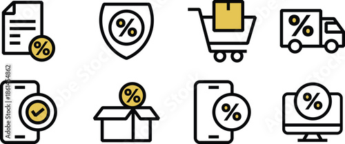 Icon Pack Editable E-commerce, web, websites, shopping, payment for Website Design, Apps, UI UX and Digital Asset