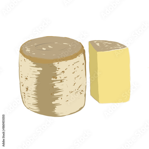 Laguiole realistic vector illustration of aged French cheese for gourmet restaurant menu