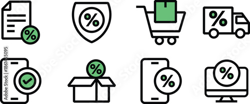 Icon Pack Editable E-commerce, online, dropshipping, digital, shipping for Website Design, Apps, UI UX and Digital Asset