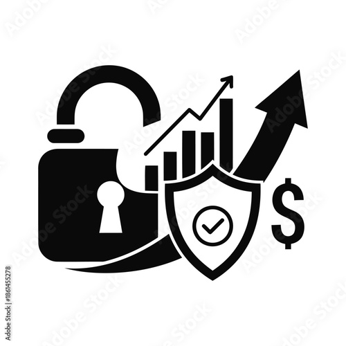 Secure your financial growth. Icon symbolizing safety, success, and economic progress.