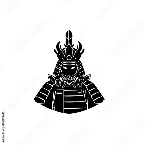 Samurai warrior in traditional japanese armor illustration