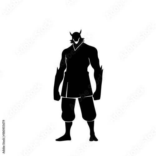 A mysterious horned figure in dark attire standing boldly