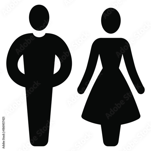 Unisex restroom signs representing male and female genders ideal for bathroom facilities in public spaces and accessibility design
