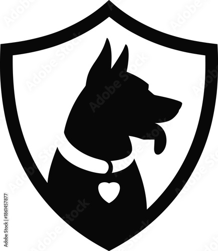 Loyal Dog Protector Shield Silhouette