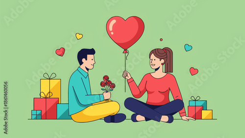 Valentine's Day couple in love people cartoon vector illustration