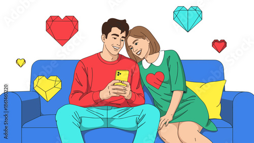 Valentine's Day couple in love people cartoon vector illustration