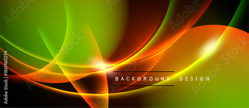 Abstract vibrant lines create dynamic energy. Green, orange, red hues blend seamlessly. Modern design element for backgrounds.