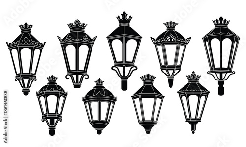 Collection of vintage lantern silhouettes
