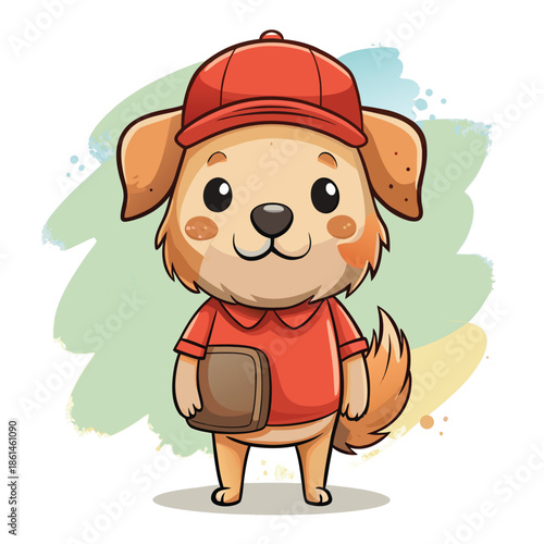 Cute cartoon teddy bear sitting with Christmas hat