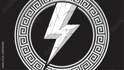 Ancient Greek Lightning Bolt Symbol with Meander Pattern.