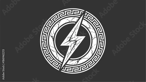 Ancient Greek lightning bolt symbol with distressed texture.