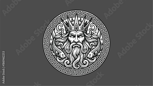 Ancient Greek Mythology Poseidon God King of the Sea.