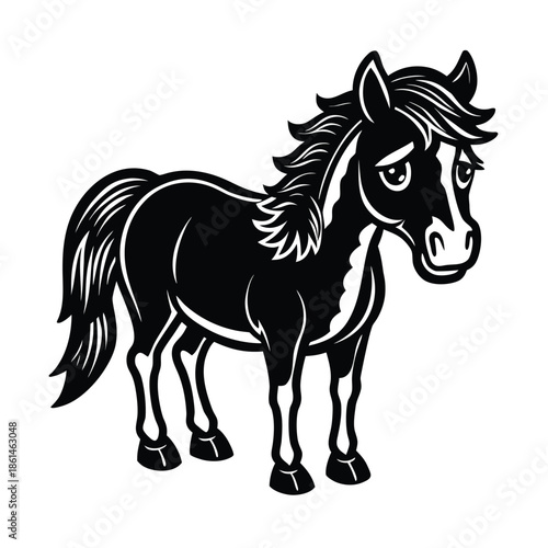 Black horse running vector illustration