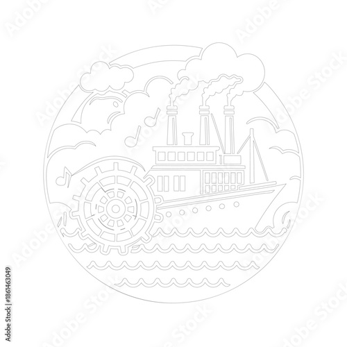Music And Machinery Themed Coloring Page Background