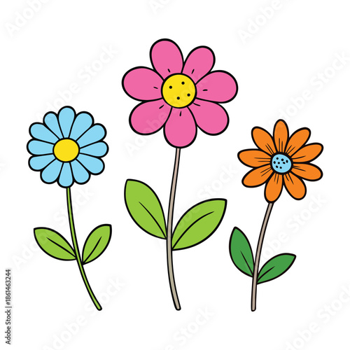 Bright spring flowers bloom in fresh colors as a gentle bee hovers nearby, collecting nectar and spreading life, warmth, and the joyful spirit of a sunny spring day.
