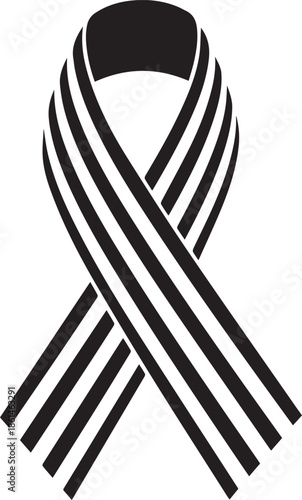Black and white striped awareness ribbon symbol of support and remembrance