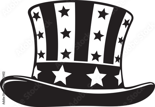 Uncle sam top hat with stars and stripes patriotic design