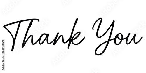 Black Handwritten Text Thank You On White Background calligraphy script