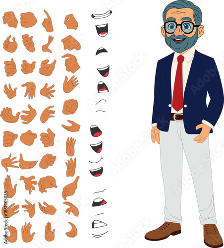 Elderly Business Man Character