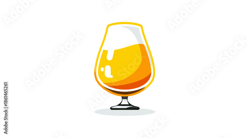 Stylized vector illustration of a snifter glass filled with golden amber spirit or alcoholic beverage on a white background