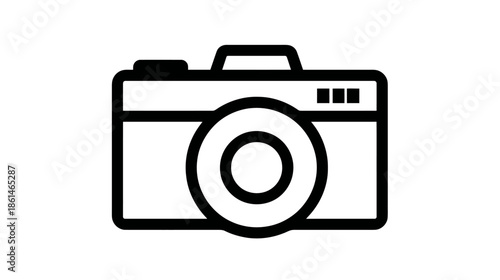 Digital Camera Icon Illustration, Minimalist Black Outline Symbol for Photography, Graphic Design, Web Elements, UI/UX
