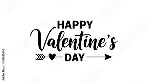 Celebrate love with a festive 'Happy Valentine's Day' graphic featuring a charming heart pierced by an arrow