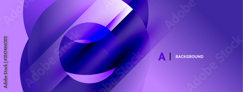 Abstract purple design. Overlapping circles create dynamic visual effect. Gradient shades add depth, modern aesthetic.
