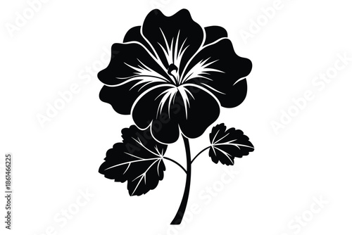 geranium silhouette line art vector illustration with a white background