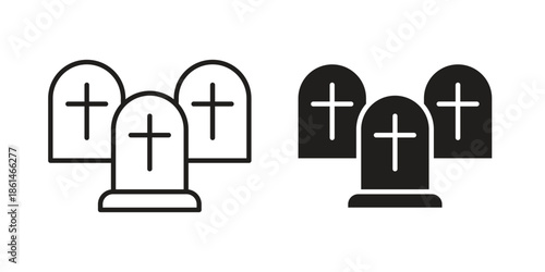 Cemetery icons for templates, web design and infographics