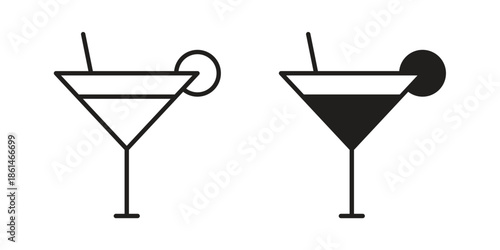 Cocktail icons for templates, web design and infographics