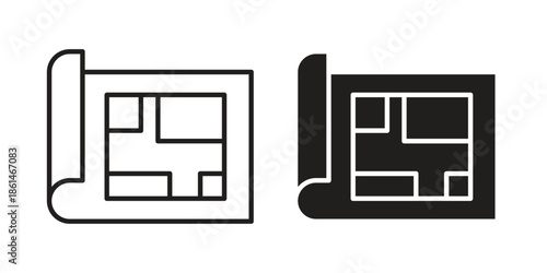 Construction plans icons for templates, web design and infographics