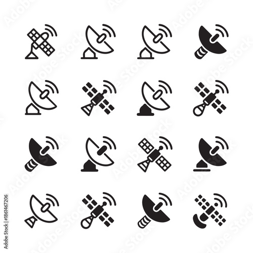 Satellite and Global Communication Icon Vector Set