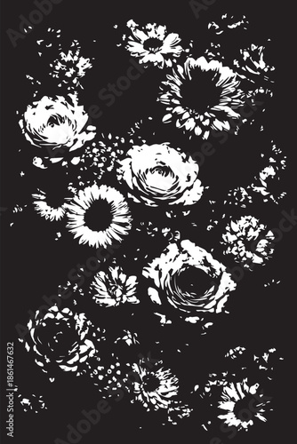 Abundant Flowers Grunge Texture Art