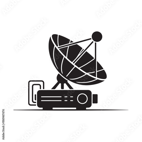 Satellite Dish Station with Equipment Icon