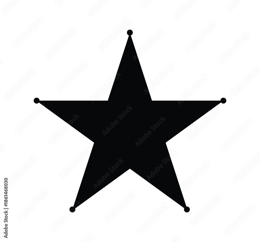 Obraz premium A simple five-pointed star icon in black with small dots on each vertex against a white background Vector
