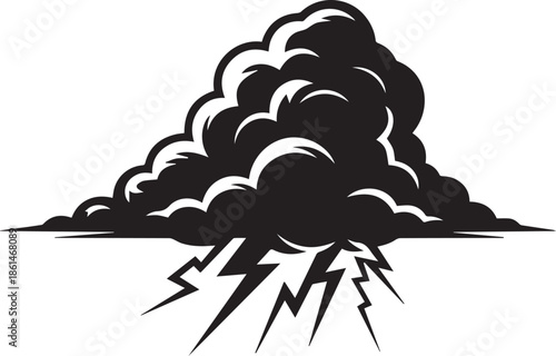 Black and white cloud with lightning bolt thunderstorm weather nature de