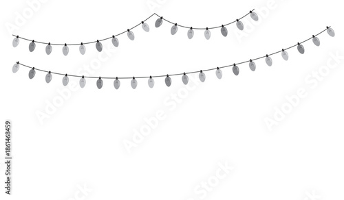 Two rows of decorative string lights vector illustration design