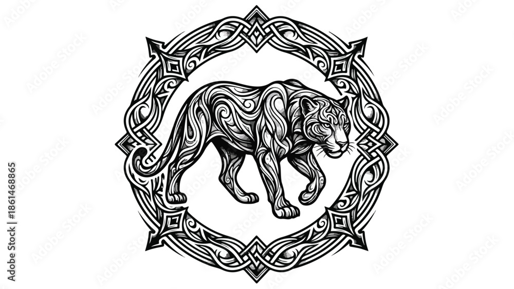 Fototapeta premium Intricate Celtic Knotwork Panther Design.