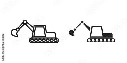 Excavator icons for templates, web design and infographics