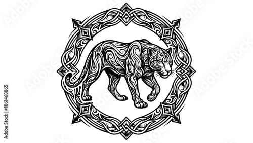 Intricate Celtic Knotwork Panther Design.