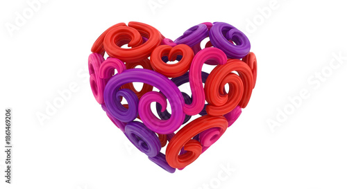 Wallpaper Mural Colorful spiral heart sculpture isolated on transparent background, isolated on white background Torontodigital.ca